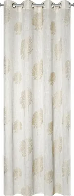 Produktbild von EUROFIRANY | Dekogardine - Vorhang - 140x250cm - beige gold - mit Ösen - mit Leinen - Gardine - Store - Deko Boho