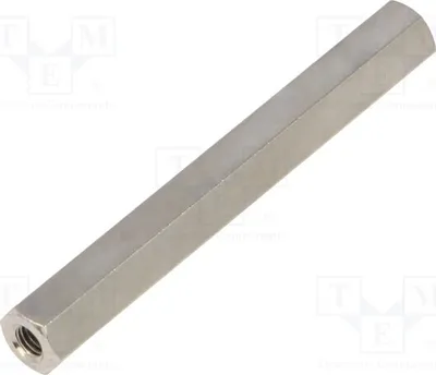 Productafbeelding van 10 afstandsmuffen met schroefdraad, 45 mm zeshoekig, binnendraad: M3, messing, afmetingen: 114 x 45 mm