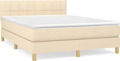 Produktbild von vidaXL Boxspringbett mit Matratze Creme 140x200 cm Stoff