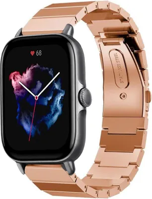 Produktbild von Strap-it Metallarmband - Kompatibel mit Amazfit GTS 3 Armband Ersatzarmband Edelstahl - Faltschließe - Hochwertiges Material - für Smartwatch 20mm Armband Rosa Gold