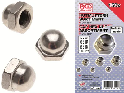 Produktbild von BGS 14130 Hutmuttern-Sortiment 150-tlg.