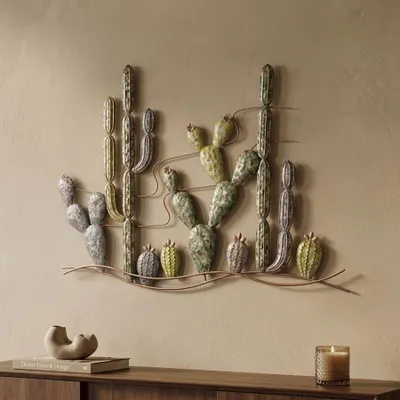 Immagine prodotto di Decorazione da parete a forma di cactus, marca Mauro Ferretti, dimensioni 90x2,5x64 cm, multicolore