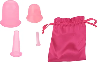 Produktbild von 4pcs/set Silicone Vacuum Body Massage Helper Anti Cellulite Massager Cups Cupping (Pink)