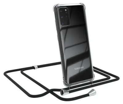 Produktbild von EAZY CASE Handykette kompatibel mit Samsung Galaxy S20 Plus / S20 Plus 5G, Handyhülle mit Umhängeband, Handykordel, Schutzhülle Clear, Band in Schwarz