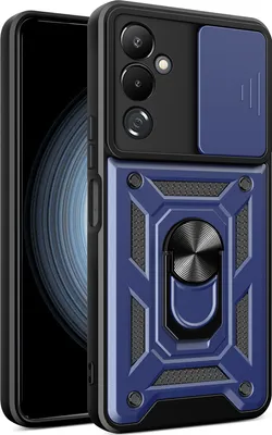 Produktbild von Hülle für Tecno Pova 4 mit Ring Ständer Halter Dia Kameraschutz TPU PC Hybrid Handyhülle Blau