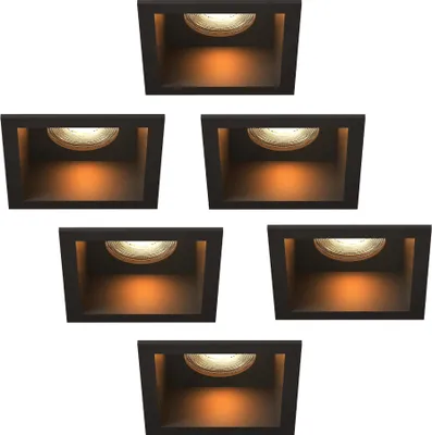 Produktbild von Ledvion 6er Set LED Einbaustrahler Schwarz GU10 Fassung Warmweiss