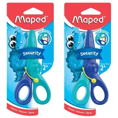 Two packages of Maped children's safety scissors with cartoon characters.