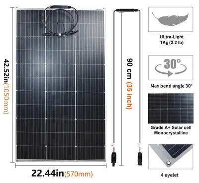 Image de Panneau solaire flexible 125 W - Monocristallin - Léger - Idéal pour camping-cars, bateaux et camping