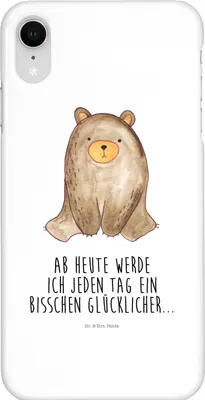Produktbild von Mr. & Mrs. Panda Iphone XR Handyhülle Bär sitzend - Weiß - Geschenk, Handy Case, Teddy, Premium Kunststoff