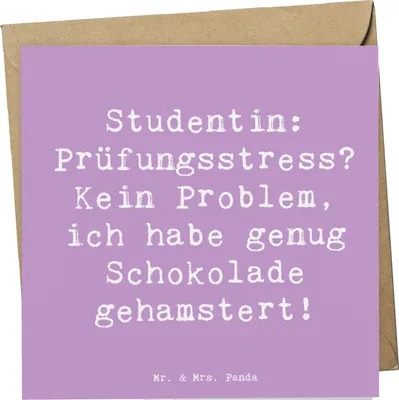 Produktbild von Mr. & Mrs. Panda Grußkarte Spruch Studentin Schokoladenliebe - Lavendeltraum - Geschenk, kreative Geschenke, Berufsprodukte, anlasskarte, faltkarte, Lernmotivation, Beruf