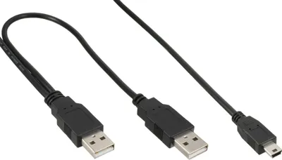 Image de Câble USB Mini en Y, InLine®, 2x prise A à Mini-B prise (5 broches.), 1,5m