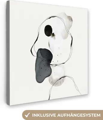Produktbild von MuchoWow® - Leinwandbilder - Abstrakt - Malerei - Kunst - Schwarz und Weiß, Wandbild, Wanddeko Bilder Wohnzimmer, 20x20 cm