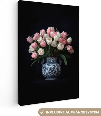 Produktbild von Leinwand Bilder 20x30 cm - Blumen - Tulpen - Rosa, Wandbilder, Wanddeko Wohnzimmer, Bild
