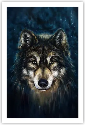 Produktbild von Poster - Poster ohne Rahmen - Wolf Dunkel Grafik - 61x91,5 cm - Wand Bild - Wanddeko - Wandbilder - Kunstposter - Wandposter - Bilder - Kunstdruck - Wanddekoration - Wandbild - P2XPA61x91-4845