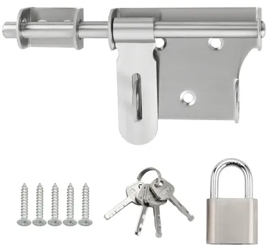 Produktbild von Türriegel abschließbar Edelstahl schwarz für Tore Fenster und Zäune
