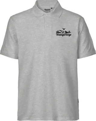 Produktbild von Huuraa Herren Polo Shirt Wangerooge Strandmotiv XXL Sport Grey Bio Baumwolle Fairtrade Poloshirt Geschenkidee