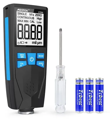 Obrázek produktu pro Digitální měřič tloušťky nátěrů v rozsahu 0-1500um s LCD displejem, 2 měřicími režimy a funkcí alarmu