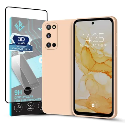 Produktbild von Hülle für Samsung Galaxy S20 mit 9H Displayglas Displayschutz Case Cover Bumper Smartphone Softgrip Schutzhülle Farbe: Rosa