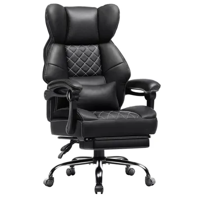 Image de Chaise de gaming GTPLAYER, chaise de bureau ergonomique avec repose-pieds et support lombaire, fauteuil de bureau haut de gamme pour grandes personnes, chaise de bureau large et réglable en hauteur