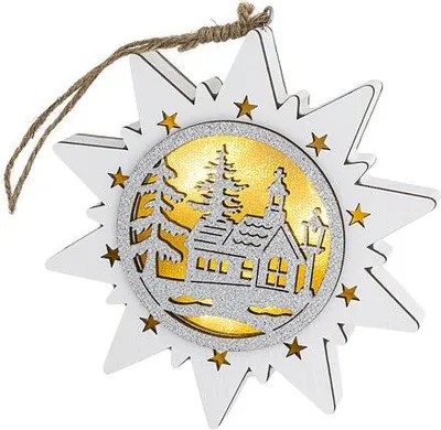 Immagine prodotto di Retlux, stella per decorazione natalizia (chiesa) RXL 464, legno, WW, 3 LED, 1x CR2032