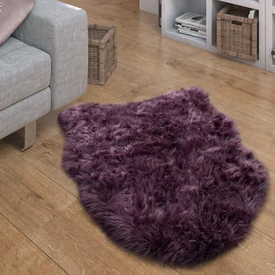 Image de Tapis en Fourrure artificielle Coussin en Fourrure artificielle Forme cœur Différentes formes Violet Dimensions 55 x 80 cm Forme fourrure