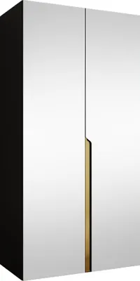 Produktbild von MIRJAN24 Kleiderschrank Mila 3 100 mit Spiegel, Schlafzimmer, Kleiderschrank, mit zwei Drehturen und mit Kleiderstange, Modern, Garderobenschrank (Farbe: Schwarz + Gold)
