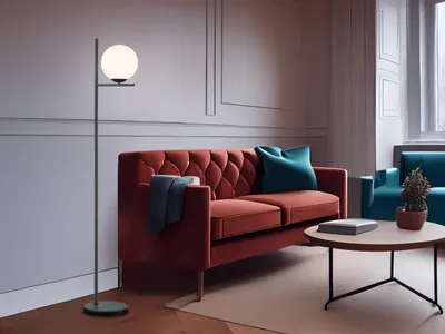 Produktbild von Retro Stehlampe Schwarz mit Glaskugel Weiß für Bauhaus Wohnzimmer, Höhe 150cm