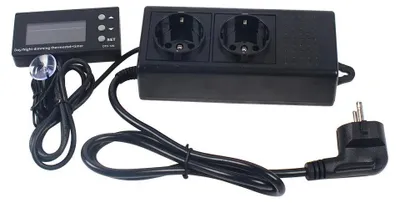 Zdjęcie produktu dla Cyfrowy regulator temperatury do akwarium/terrarium – termostat dzienno-nocny z funkcją ściemniania – czujnik NTC – 0–50 °C – timer 00:00–23:59 – 16 A 250 V – czarny