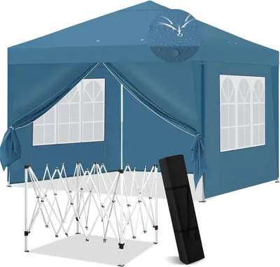 Produktbild von EUGAD Pop-Up Faltpavillon wasserfest Winterfest,mit Seitenwänden 3x3m, blau