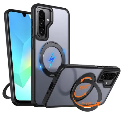 Image de Pour Samsung Galaxy A17 5G / 4G : coque Kalebol avec anneau métallique MagSafe, noir