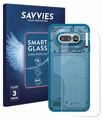 Produktbild von 3x Savvies Schutzglas Folie für Nothing Phone (4a) (Rückseite) 9H Panzer Schutzfolie Glas Displayschutz klar transparent