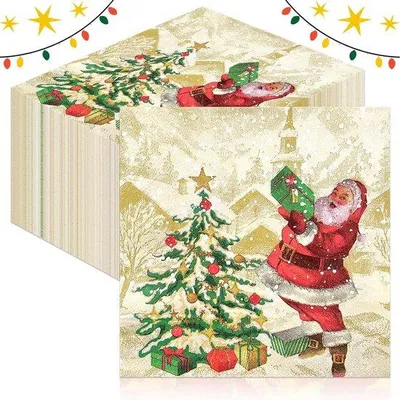 Obrázek produktu pro Ubrousky Santa Claus, 33 x 33 cm - 100 kusů - vánoční motiv - slavická výzdoba stolu - Vemera