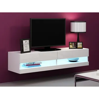 Obrázek produktu pro TV stolek s LED bílým osvětlením 140 cm ASHTON 1 - bílý / lesklý bílý