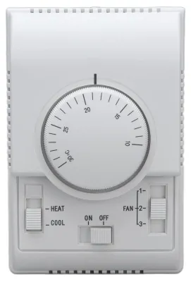 Productafbeelding van Mechanische kamerthermostaat, 230 V, 10-30 °C, handmatige thermostaat voor verwarming en koeling