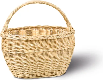 Produktbild von Handkorb hell, Vollweide, T 42cm x B 29cm x H 27/44cm, Tragekorb, Weidenkorb