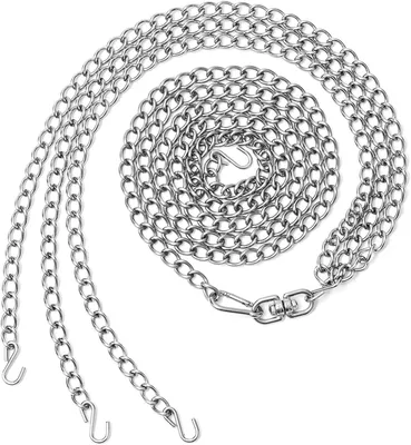 Immagine prodotto di Set di catene in acciaio inossidabile con gancio a spirale, da 50 a 70 cm, per griglie da barbecue