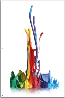 Produktbild von Wallario Outdoor-Poster für Garten oder Balkon, Motiv Farbklecks von links - Bunte Farben auf Abwegen, in ca. 61 x 91,50 cm
