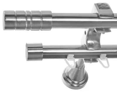 Produktbild von Rohr + Innenlauf Edelstahl Look Gardinenstange Ø 20mm Wandträger 2-läufig zweiläufig Wandbefestigung Zylinder H60 E34E30 RI