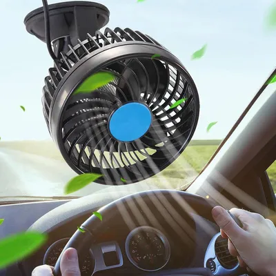 Produktbild von Auto Ventilator 12V, Zusatzventilator für Auto, LKW, Wohnmobil und Boot, 360° drehbar und leise