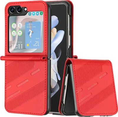 Obrázek produktu pro Pouzdro pro Samsung Galaxy Z Flip 5,Polyuretankožené peněženkové pouzdro s přihrádkou na karty a funkcí stojánku Rot