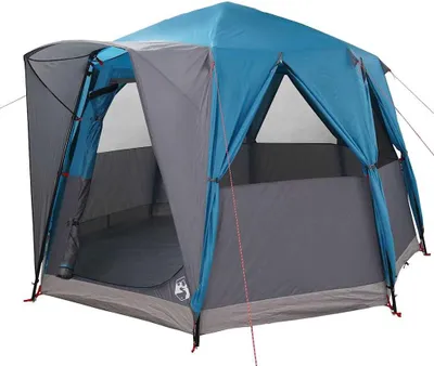 Image de Tente cabane vidaXL 3 personnes avec toit, bleu et gris, 320 x 320 x 203 cm