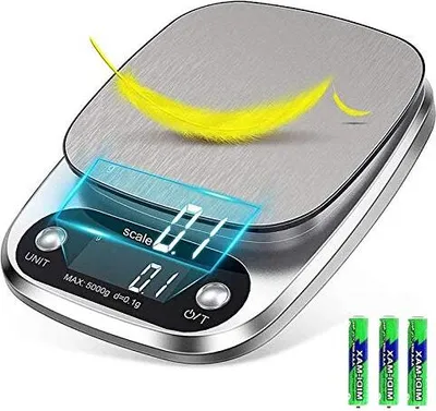Produktbild von MOBXPAR Digital Kitchen Scales Professionelle elektronische Edelstahl -Präzision um 0,1 g (5 kg Maximalgewicht), Lebensmitteltareberichtungsfunktion