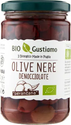 Produktbild von Getrocknete schwarze Oliven Olive Nere Denocciolate Peranzana 280g -  Gustiamo