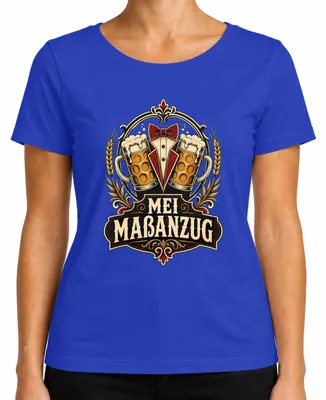 Obrázek produktu pro Kožené kalhoty, tradiční bavorské oblečení, tričko s motivem Oktoberfestu, kožené kalhoty, dámské tričko, modrá barva, velikost L