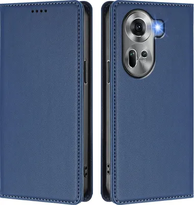 Immagine prodotto di Custodia in pelle per Oppo Reno11 5G, custodia a libro magnetica in Finto cuoio con supporto, blu scuro