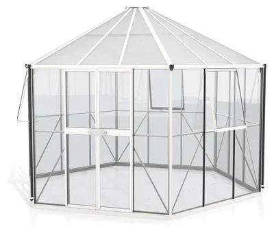 Produktbild von Vitavia Gewächshaus-Pavillon "Juno 9000" inkl. Stahlfundament weiß 9,0 m² 3 mm ESG, 6 mm HKP