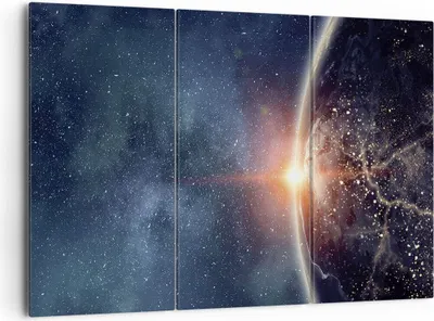 Produktbild von Bild auf Leinwand - Leinwandbild - 3 Teile - Kosmos Erde Sonne - 165x110cm - Wand Bild - Wanddeko - Wandbilder - Leinwanddruck - Bilder - Wanddekoration - Leinwand bilder - Wandbild - CE165x110-4343