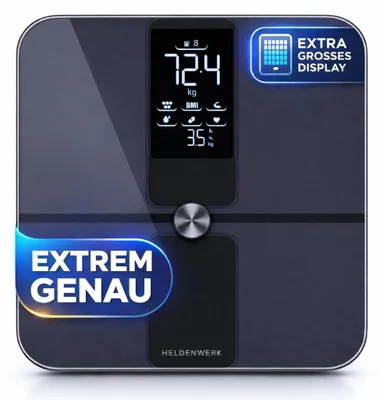 Image de Balance pour mesurer la masse grasse corporelle HEIDENWERK® Pro, avec application et 18 mesures, d'une précision extrême
