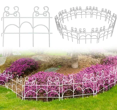 Immagine prodotto di Recinzione in metallo, dimensioni 33x43 cm - 10 pannelli - colore bianco - lunghezza totale 5,5 metri
