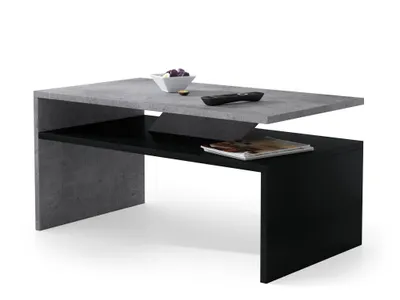 Produktbild von All4All kleiner Couchtisch Pico , Kaffeetisch , Wohnzimmertisch , Sofatisch mit Ablage , kleiner Tisch , 90x50cm , 05 , Beton + Schwarz